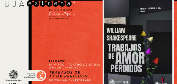 Cartel de  In Vitro Teatro - "Trabajos de amor perdidos" de William Shakespeare -13 mayo
