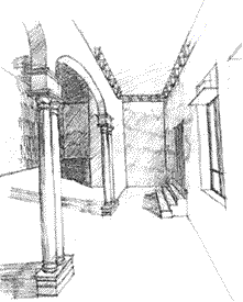 Interior a lapiz del palacio Condestable Iranzo