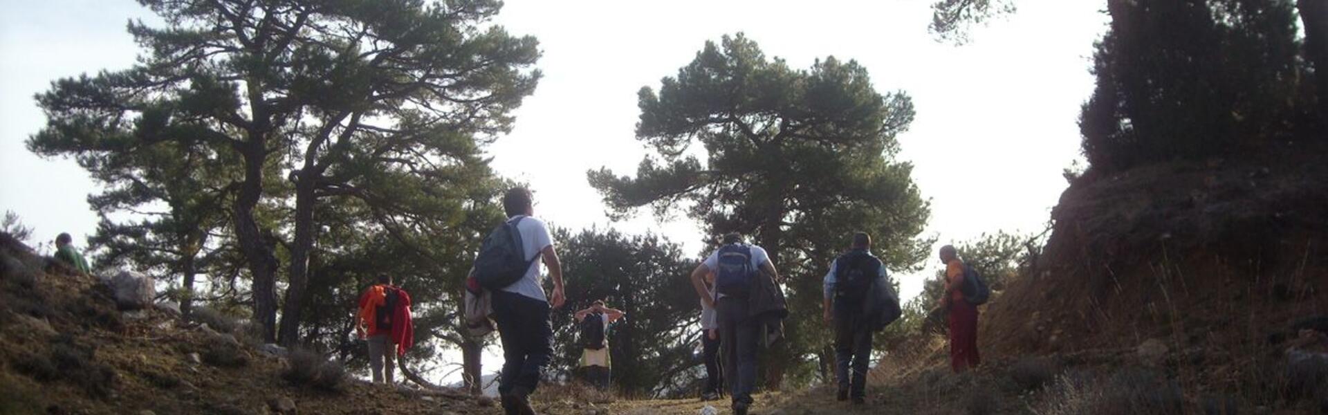 Personas caminando por la montaña