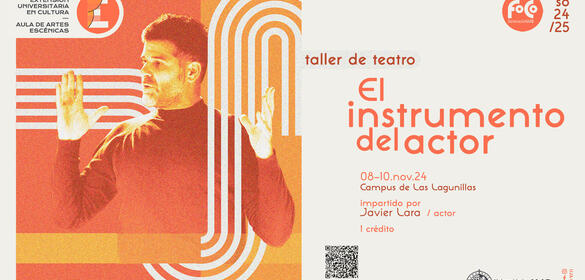 Cartel Taller de teatro "El instrumento del actor" impartido por Javier Lara (actor)