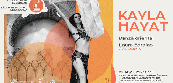 Cartel conmemoración Día Internacional de la Danza, Kayla Hayat (danza oriental)