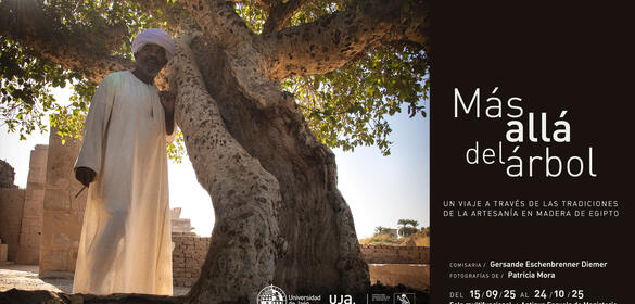 Cartel con fotografía de la Exposición 'Más allá del árbol'