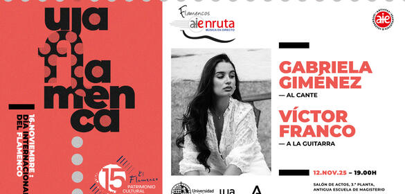 Cartel de UJA Flamenca. Espectáculo Jóvenes Flamencos en Ruta. Gabriela Giménez y Víctor Franco