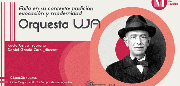 Cartel Concierto inauguración del curso 2026/27. Orquesta de la Universidad de Jaén. Homenaje a Manuel de Falla