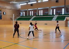 Jugadoras de vóley durante un partido