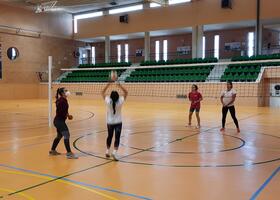 Jugadoras de vóley durante un partido