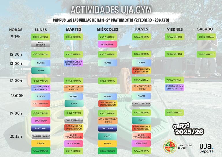 Actividades UJA.Gym - Turno 2 Campus de Jaén