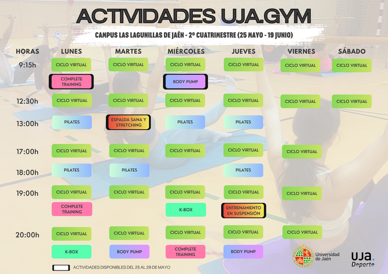 Programación de Actividades UJA.GYM - 25/05-19/06