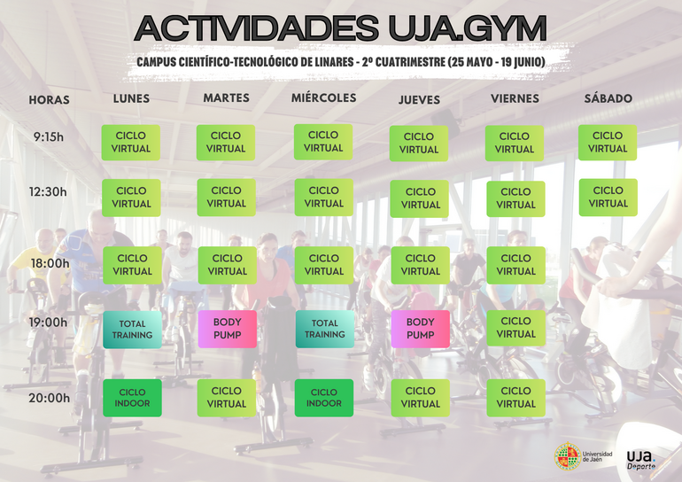 Programación Actividades UJA.GYM en C. C-T de Linares - 25/05-19/06