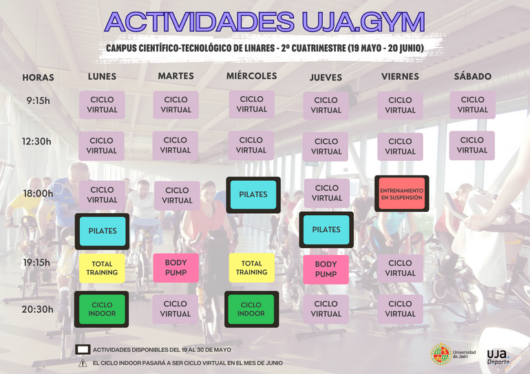 Actividades UJA.Gym Linares 19/05 al 20/06