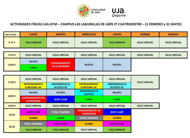 Programa actividades UJA.Gym - Campus de Jaén