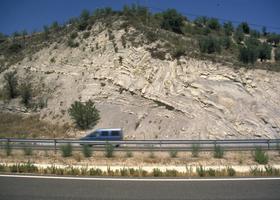 Slump en calizas y margas del Cretácico Inferior.Ctra. Jaén-Granada