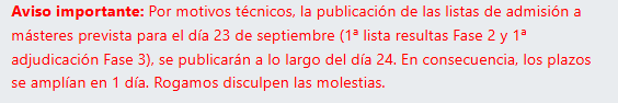 Aviso importante