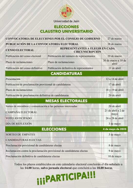 Cartel Elecciones a Claustro Universitario
