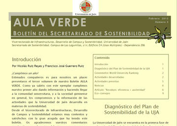 Información del número 3 del boletín Aula Verde