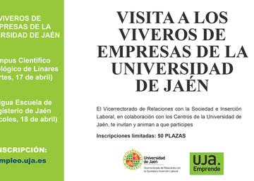 Cartel de las visitas organizadas a los Viveros de Empresas de la UJA