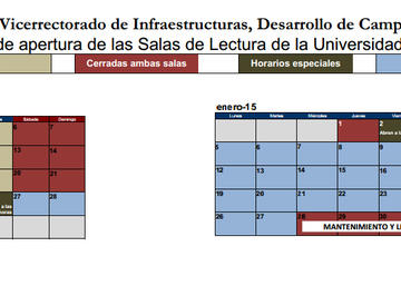 Horario de apertura de las Salas de Lectura de la UJA, durante la Navidad