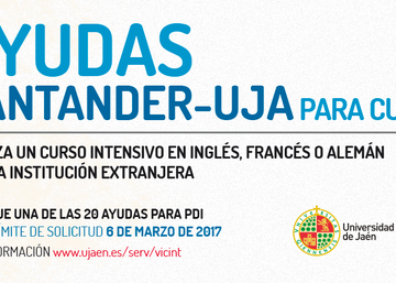 Banner de la convocatoria 'Ayudas Santander-UJA para cursos de idiomas'.