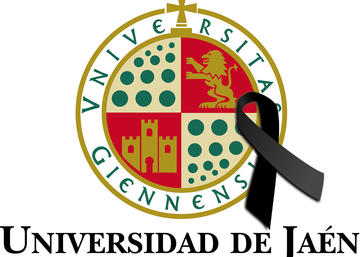 Escudo UJA con lazo negro.