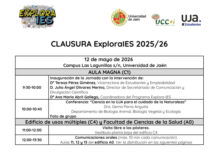 Organización de la jornada de clausura, disponible en esta página en formato .pdf