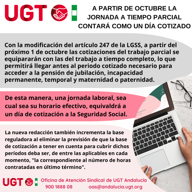 A partir de octubre la jornada a tiempo parcial contará como un día cotizado