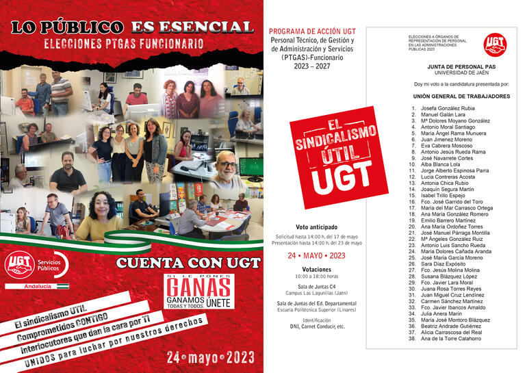 Candidatura UGT PTGAS