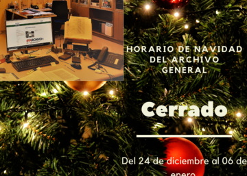 Imagen navideña con el texto de Archivo cerrado del 24 de diciembre al 6 de enero