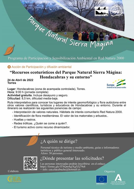 Cartel informativo. Recursos ecoturísticos del Parque natural Sierra Mágina