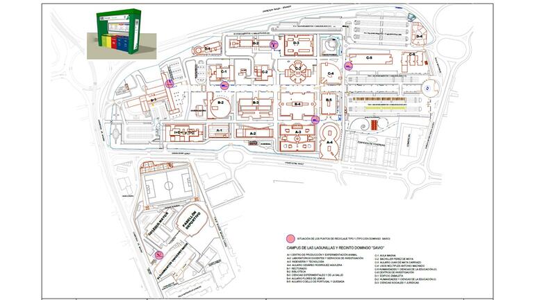 Ubicación puntos limpios Campus Lagunillas