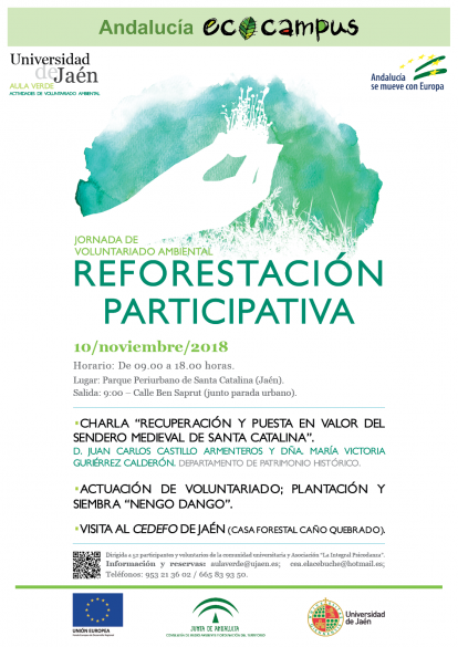 Cartel Voluntariado Ambiental, Reforestación Participativa Parque periurbano Santa Catalina