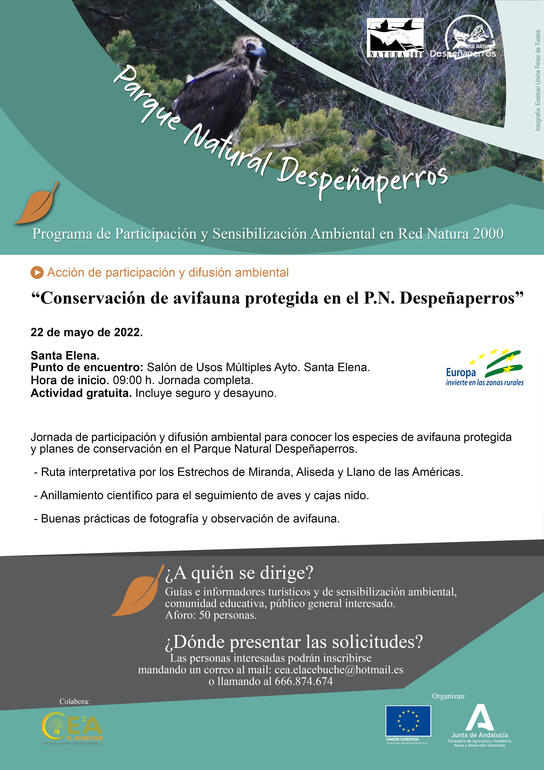 Cartel informativo conservación de avifauna eDespeñaperros