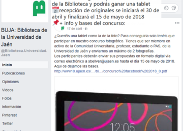 Pronmo del concurso en Facebook y Twitter