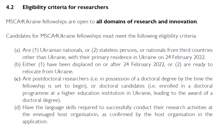 MSCA4UKRAINE Terms of Reference