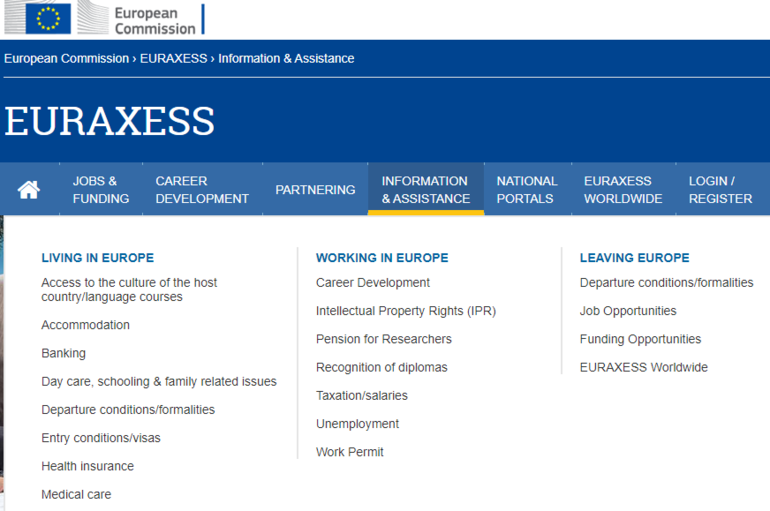 EURAXESS Menu