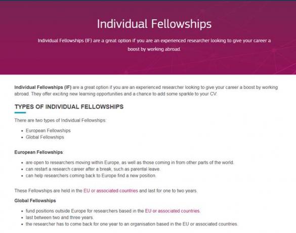 Types of Individual Fellowships