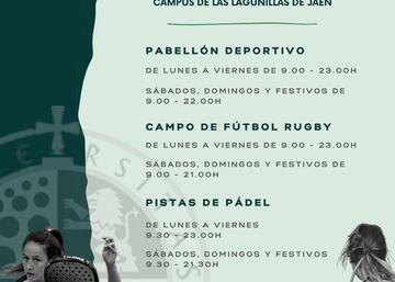 Horarios de las instalaciones deportivas universitarias en Jaén