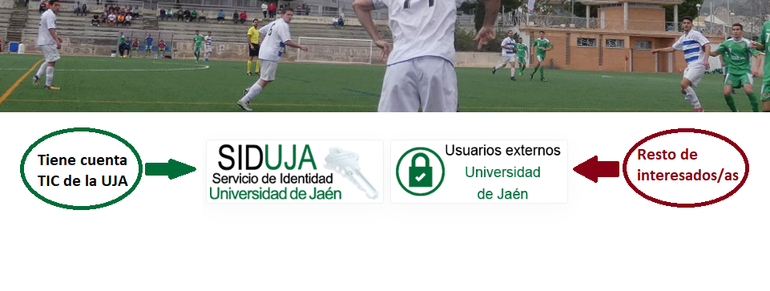 Imagen opciones acceso a servicios web de UJA.Deporte