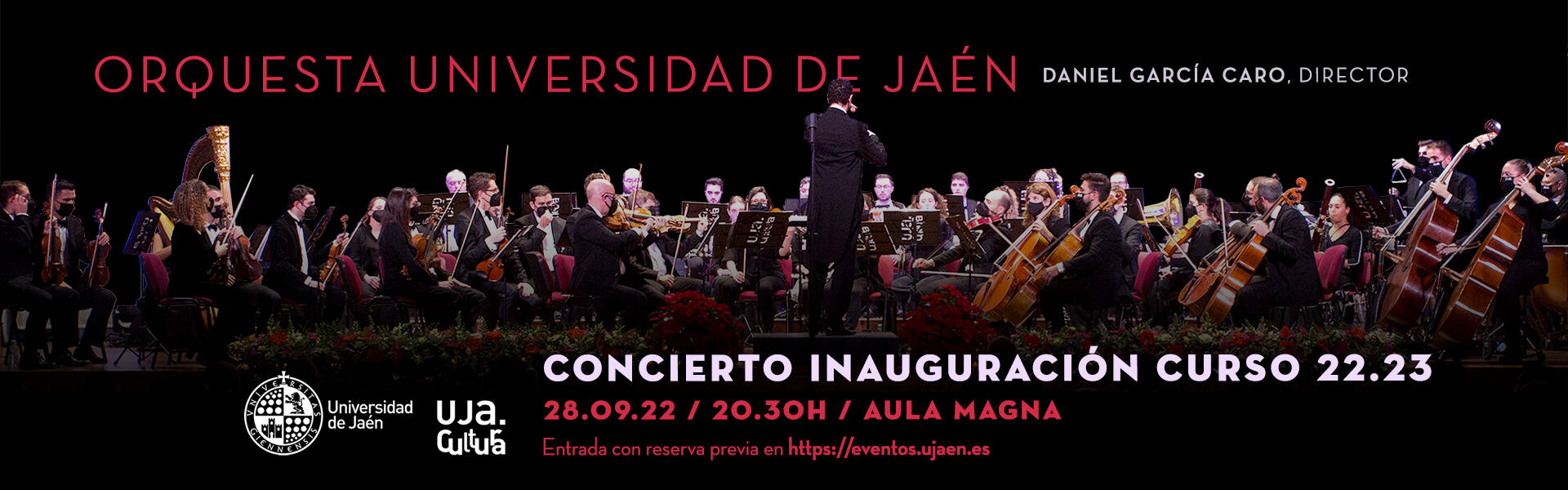 Concierto de inauguración del curso académicos 2022-2023. Orquesta Universidad de Jaén, dirigida por Daniel García Caro