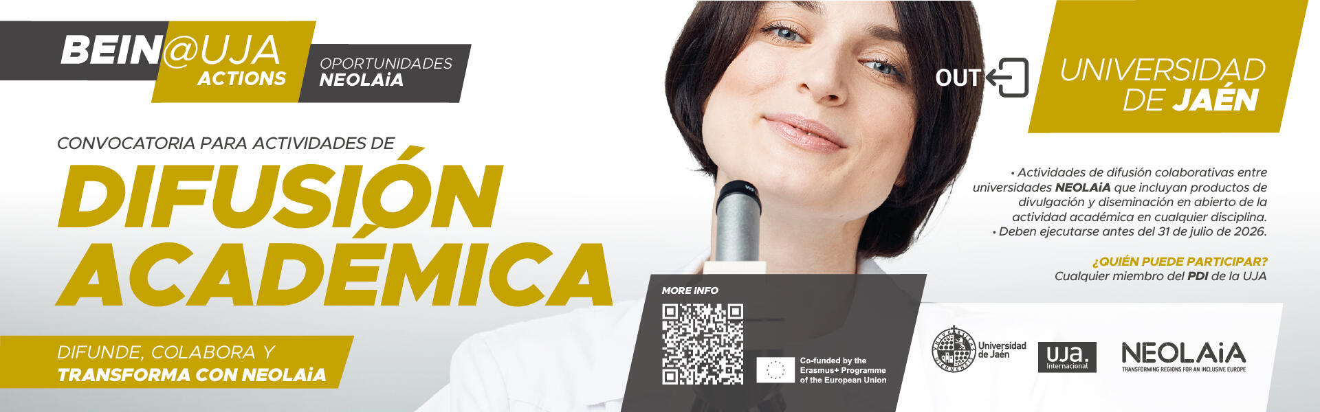 Convocatoria para apoyar actividades de difusión académica relacionadas con la Alianza de Universidades Europeas NEOLAiA