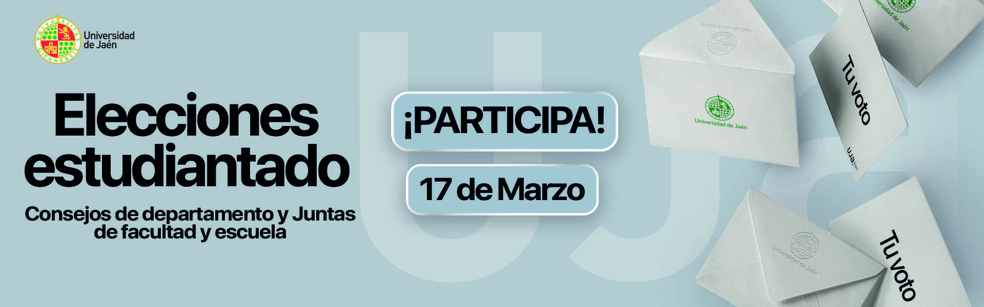 Banner elecciones para estudiantado consejos de departamento y juntas de centros