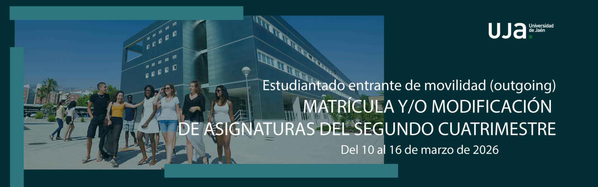 Matrícula y/o modificación de asignaturas del segundo cuatrimestre para estudiantado entrante de movilidad