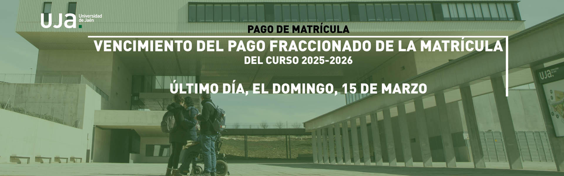 Vencimiento del pago fraccionado de la matrícula del curso 2025-2026