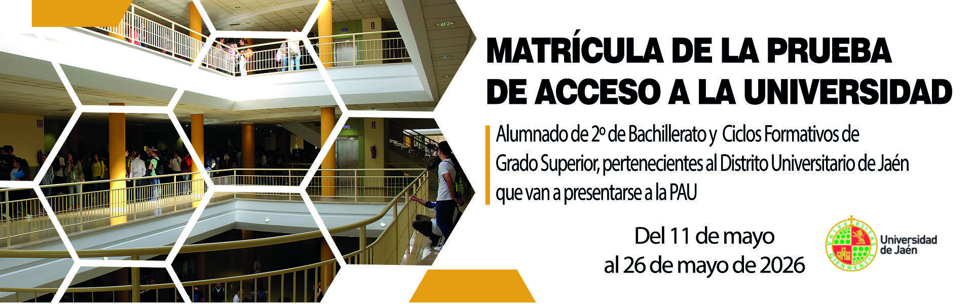 Banner matrícula PAU 2026