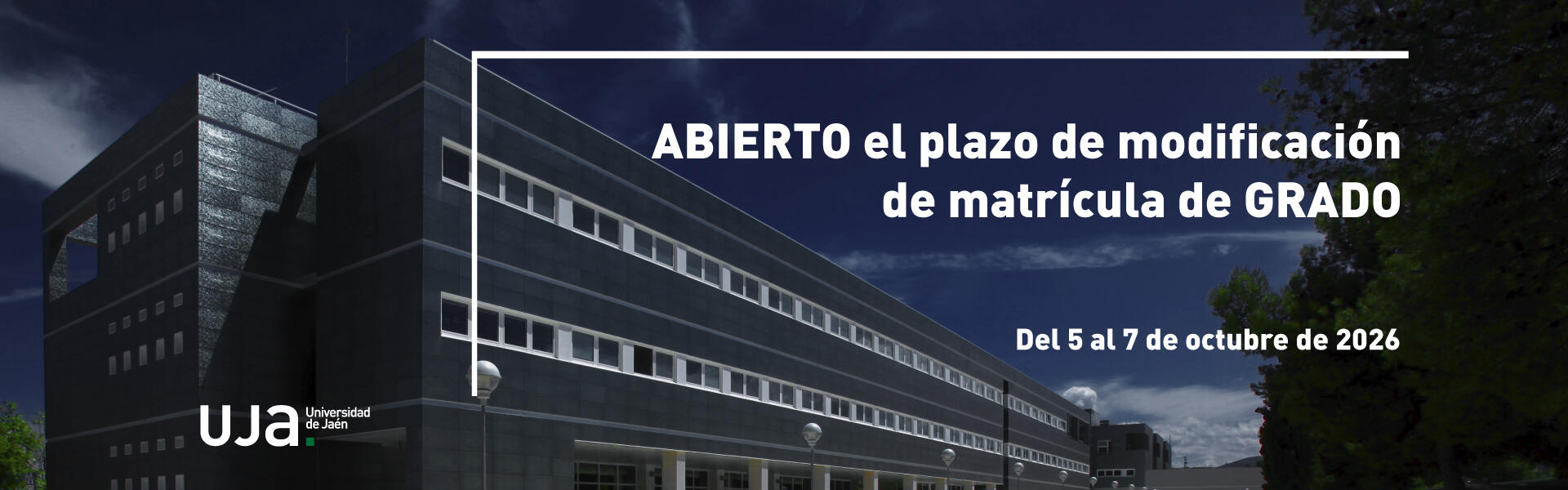 Abierto el plazo de modificación de matrícula de Grado