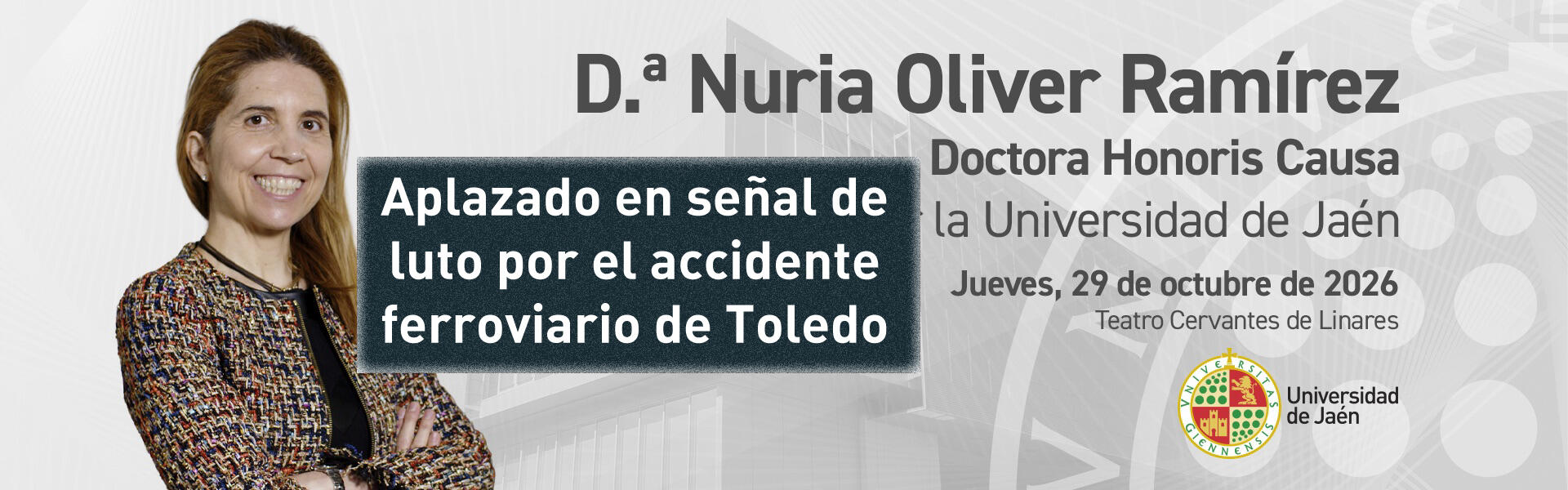 Aplazado el Acto de Investidura como Doctora Honoris Causa de Nuria Oliver Ramírez