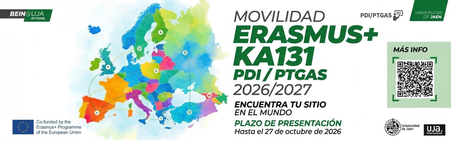 Convocatoria Movilidad PDI y PTGAS Erasmus+ KA131 2026-2027