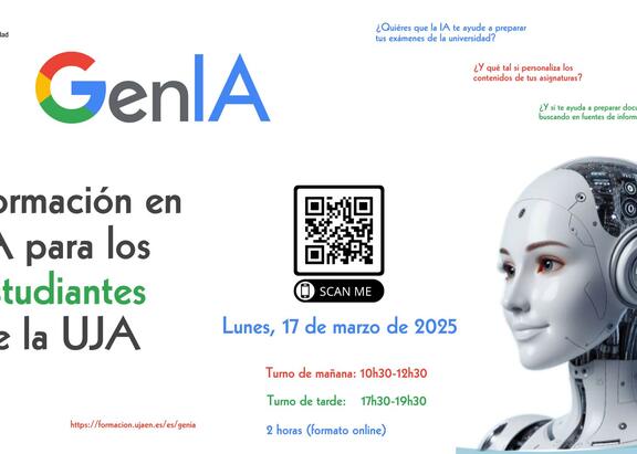 Cartel GenIA sobre Formación en IA para los estudiantes de la UJA.