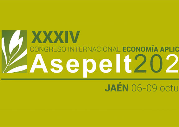 Cartel del XXXIV Congreso Internacional de Economía Aplicada Asepelt 2021.