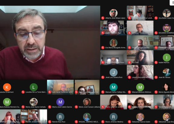 Reunión por videoconferencia del Consejo de Gobierno de la UJA celebrada este lunes.