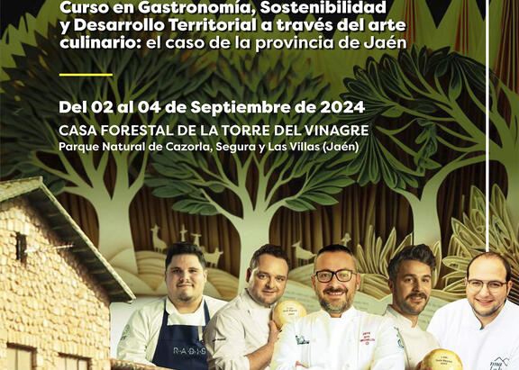 Cartel del curso ‘Gastronomía, sostenibilidad y desarrollo territorial a través del arte culinario: el caso de la provincia de Jaén’.